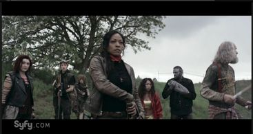 Keith Allan, Kellita Smith, Anastasia Baranova, Russell Hodgkinson, Pisay Pao, Holden Goyette, and Nat Zang in Z Nation 