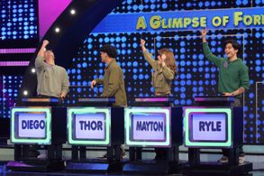 Thor Gomez, Diego Loyzaga, Mayton Eugenio, and Ryle Paolo Santiago in Family Feud Philippines (2022)