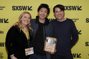 Sam Davis, Claudette Godfrey, and Sean Wang at an event for Nai Nai & Wài Pó (2023)