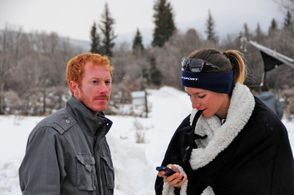 Andrew Hyatt and Samantha Lusk on the set of The Frozen