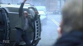 Taking 2 in the chest from Jack Bauer aka Kiefer Sutherland... 24-Season 7