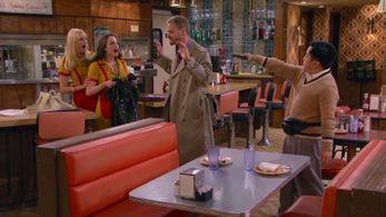 Kat Dennings, Tom Christensen, Matthew Moy, and Beth Behrs in 2 Broke Girls (2011)