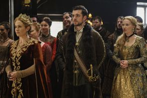 Megan Follows, Dan Jeannotte, and Celina Sinden in Reign (2013)