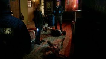 Marg Helgenberger and David Berman in CSI: Crime Scene Investigation (2000)