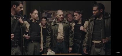 Robert Forster, Jim Cummings, Skyler Bible, and Demetrius Daniels in The Wolf of Snow Hollow (2020)