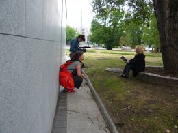 Katja Esson and Martina Radwan filming for POETRY OF RESILIENCE