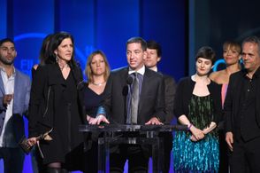 Mathilde Bonnefoy, Laura Poitras, Dirk Wilutzky, Katy Scoggin, Glenn Greenwald, and David Miranda at an event for 30th A