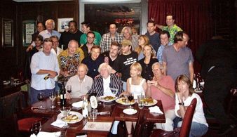 With colleagues at dinner