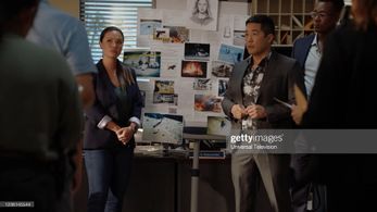 Detective Palea on set of Magnum P.I. 