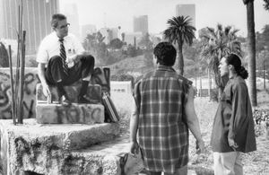 Michael Douglas, Eddie Frias, and Agustin Rodriguez in Falling Down (1993)