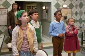 Ryan Hurst, Seth Carr, Emmy DeOliveira, Marta Kessler, and Mystic Inscho in The Mysterious Benedict Society (2021)