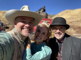 On the set of The Last Shoot Out. No we don't have fun