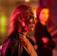 A still from Miranda on set for horror feature Coven playing Jax