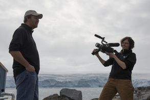 Dena interviews oceanographer Oscar Schofield at Palmer Station, Antarctica
