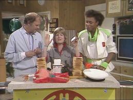 Brian Cant, Sandi Toksvig, and Leee John in No 73 (1982)