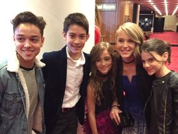 Jason Genao, Aidan Kennedy, Ashlyn Casalegno, Hannah Westerfield and Dafne Keen at the premiere of Logan on February 201