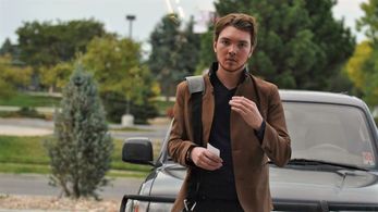 Josh Outzen as Alex on the set of short film 