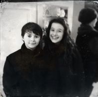 Addison Holley and John Paul Ruttan on the set of 