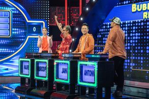 Maureen Larrazabal, Antonio Aquitania, Isko Salvador, and Jan Manual in Family Feud Philippines (2022)