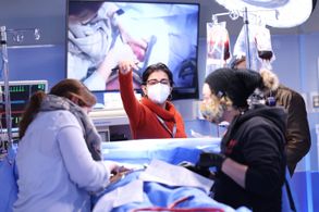 Still of Afia Nathaniel on the set of Chicago Med