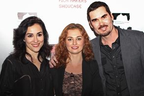 SANTA MONICA, CA - MARCH 21: Actress Georgiana Jianu, Actress Elena Evangelo and Actor Matthew Grant Godbey receive the 