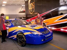 Leo in a NASCAR commercial.