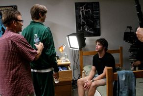 Nic Robuck, Brian Borello and Armand Mastroianni on set of Lifetime's Dark Desire