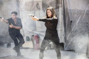 Loren Ledesma and J.C. Marquez Pulita in EL COYOTE cartel raid fight scene