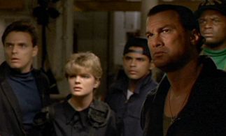 Erika Eleniak, Steven Seagal, Damian Chapa, Raymond Cruz, and Duane Davis in Under Siege (1992)