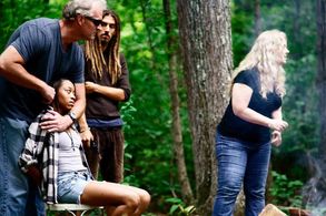 Teisha on the set of 