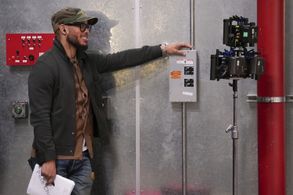 Pete Chatmon on the set of Station 19