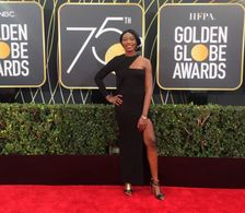 Actress Robin Johnson at the 75th Golden Globe Awards red carpet.