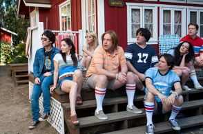 Michael Ian Black, Marguerite Moreau, Zak Orth, Paul Rudd, Michael Showalter, and Hannah Friedman in Wet Hot American Su