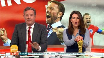 Piers Morgan, Susanna Reid, Gareth Southgate, and Harry Kane in Good Morning Britain (2014)