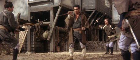 Shintarô Katsu, Sônosuke Sawamura, Shôsaku Sugiyama, and Yoshio Yoshida in Zatoichi on the Road (1963)