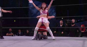 Riho Abe and Maki Ito at an event for AEW Dark: Elevation (2021)