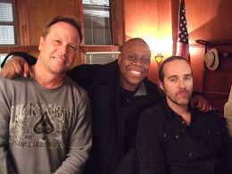 Stunt Coordinator Eric Norris (son of Chuck) and Eagle Egilson (the director) on the set of Chase