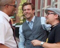 Actors Reg E Cathey and Ken Duken with writer-producer Chris Silber on location for 