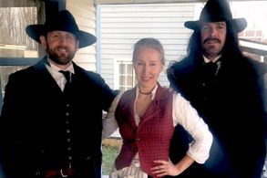 On set of Calamity Jane with Primo Allon, Jana Berengel and Stephen Amell