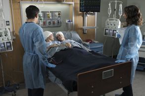 Nicholas Gonzalez, Necar Zadegan, Emily Hinkler, and Elizabeth Hinkler in The Good Doctor (2017)