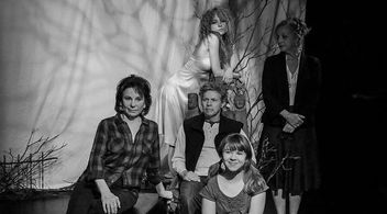 Laura Liguori pictured with the NY cast of Between Pretty Places.