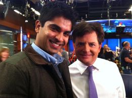 Vandit Bhatt with the legend himself on set of The Michael J Fox Show