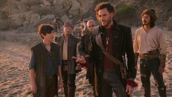 Spencer Hermes-Rebello and Joseph Mesiano in “Surfside Girls,” premiering globally on August 19 on Apple TV+.