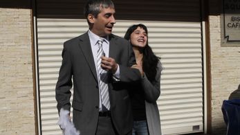 Batur Belirdi and Funda Eryigit in street play 'Göc / The Migration' (2011)