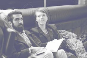 Lee Booker and Al-Hasan Mohamad (co-composers of 'What We Do') on set of 'Of Tides/To Distill'