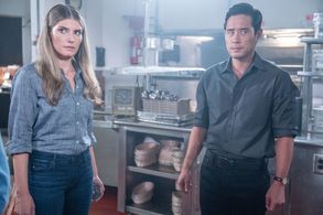 Raymond Lee and Caitlin Bassett in Quantum Leap (2022)