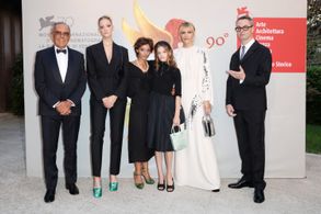 Liv Corfixen, Nicolas Winding Refn, Alberto Barbera, Angela Bundalovic, Lola Corfixen, and Lizzielou Corfixen at an even