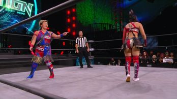 Hikaru Shida and Ryo Mizunami in All Elite Wrestling: Revolution (2021)