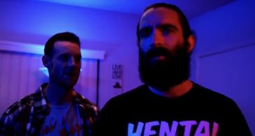 Terral Altom as podcaster with man-bun in Podcast Killer