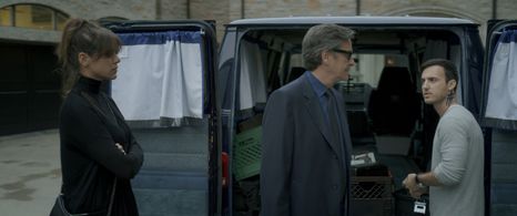 Peter Keleghan, Kaniehtiio Horn, and Michael James Regan in The Remnant (2019)